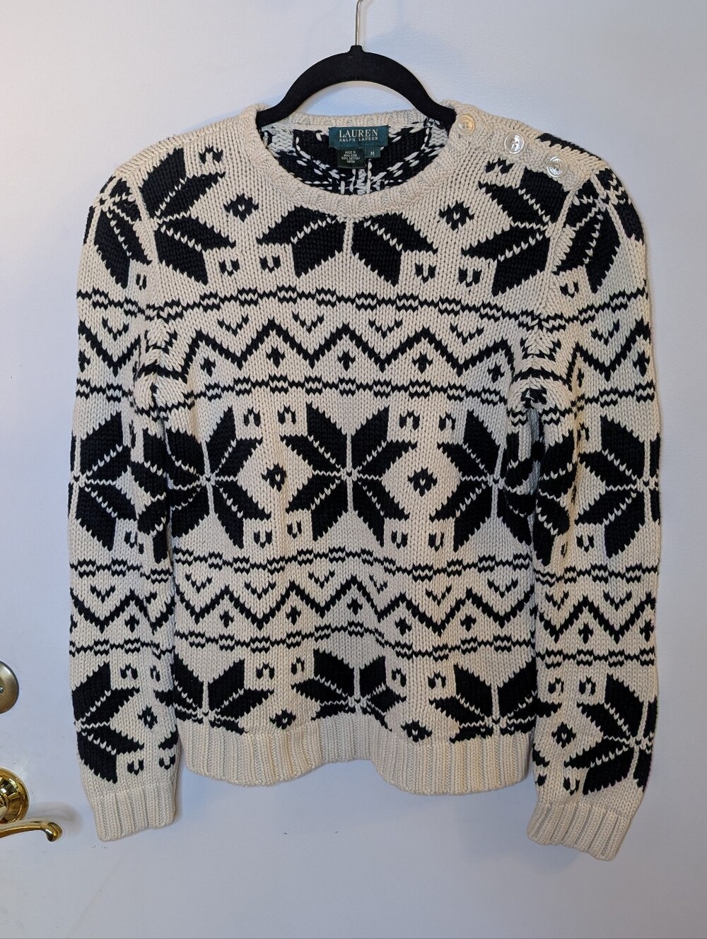 Lauren Ralph Lauren Black & Cream Nordic Crewneck Sweater